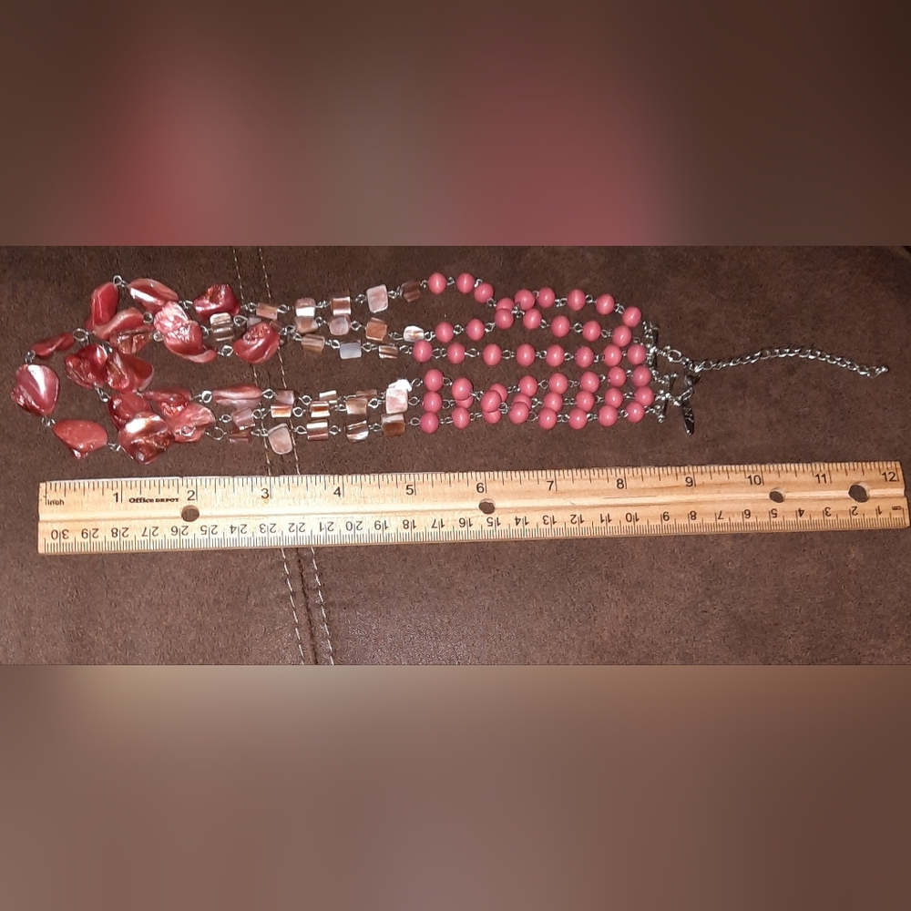 Bead And Shell Multistrand Necklace Signed Silver… - image 5